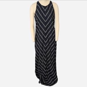J. Crew Black and‎ White Chevron Linen Maxi Dress Size 4